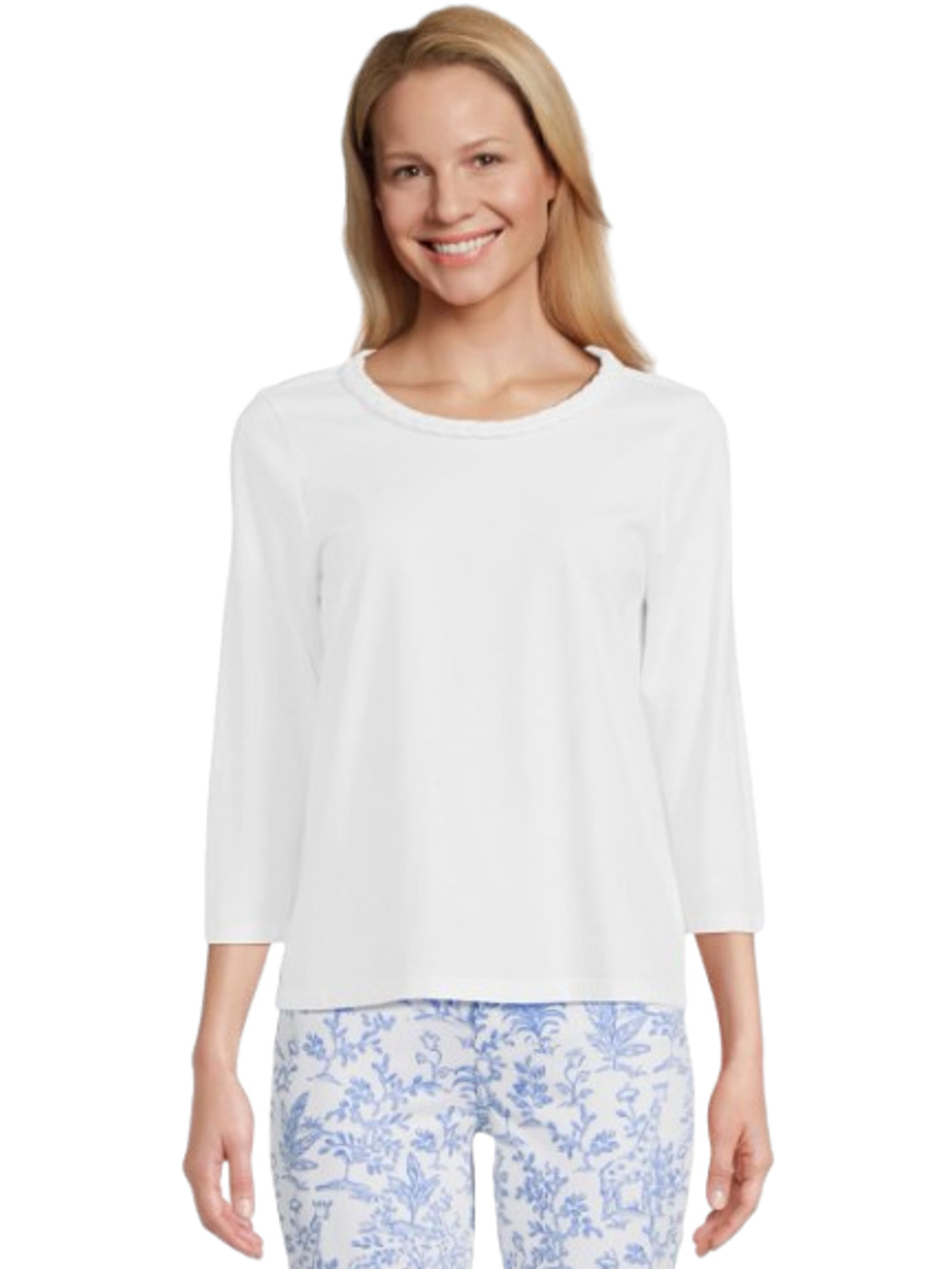 LILLY PULITZER Women's Paulson Knit Top Small Resort White 3/4 Sleeves NWT